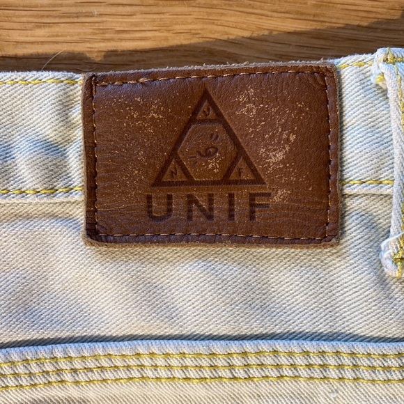 UNIF High Waist Button Up Light Wash Distressed Jeans with Ripped Knees size 26 - Picture 15 of 15